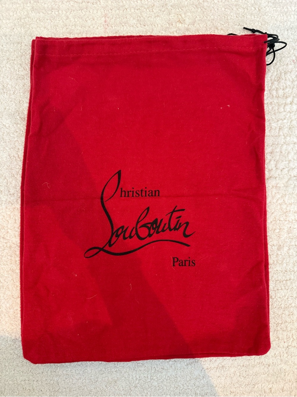 15 x 11.5” Christian Louboutin Red Drawstring Dust Bag